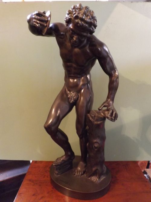 c19th 'grand tour' bronze figure dancing faun with clappers