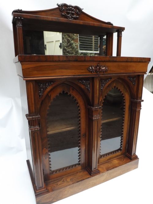 c19th william iv period rosewood gothic style chiffonierbookcase