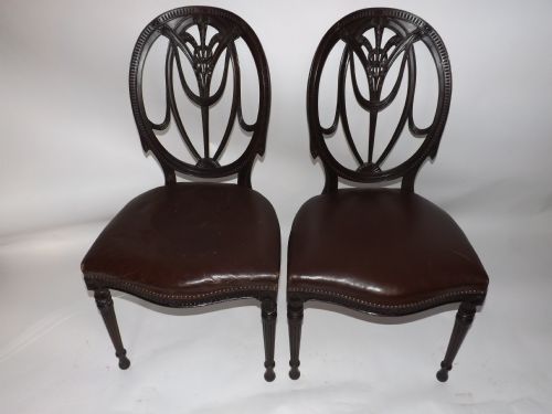 set of 4 c19th adam design carved mahogany side chairs