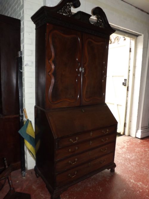 c18th george ii period mahogany bureau cabinetbookcase