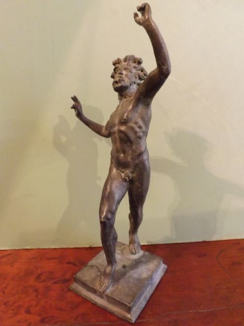 c19th 'grand tour' souvenir bronze figure of the dancing faun of pompeii