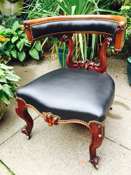 mid c19th early victorian period mahogany 'horseshoe' back library reading or desk chair