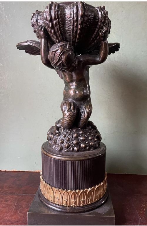 c19th french bronze lamp base modelled as a mythical sea creature or merman