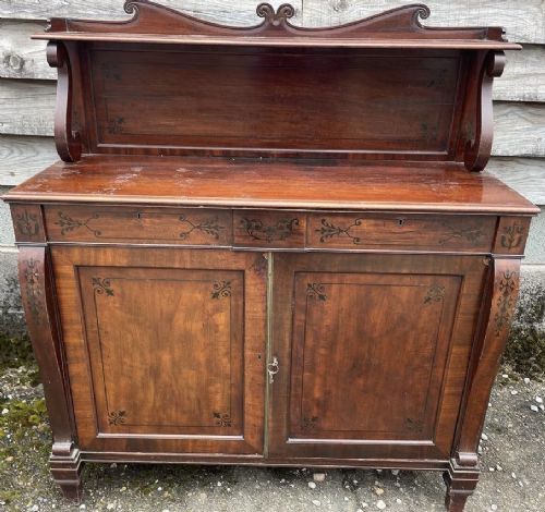 early c19th regency period mahogany chiffonier with decorative ebony inlay