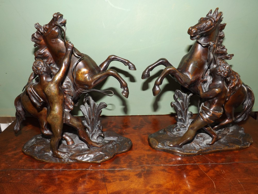 pair c19th french bronze 'marly horses'