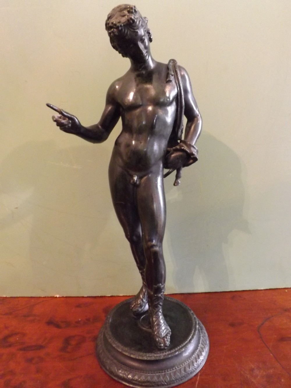 c19th 'grand tour' souvenir bronze figure of narcissus or dionysus