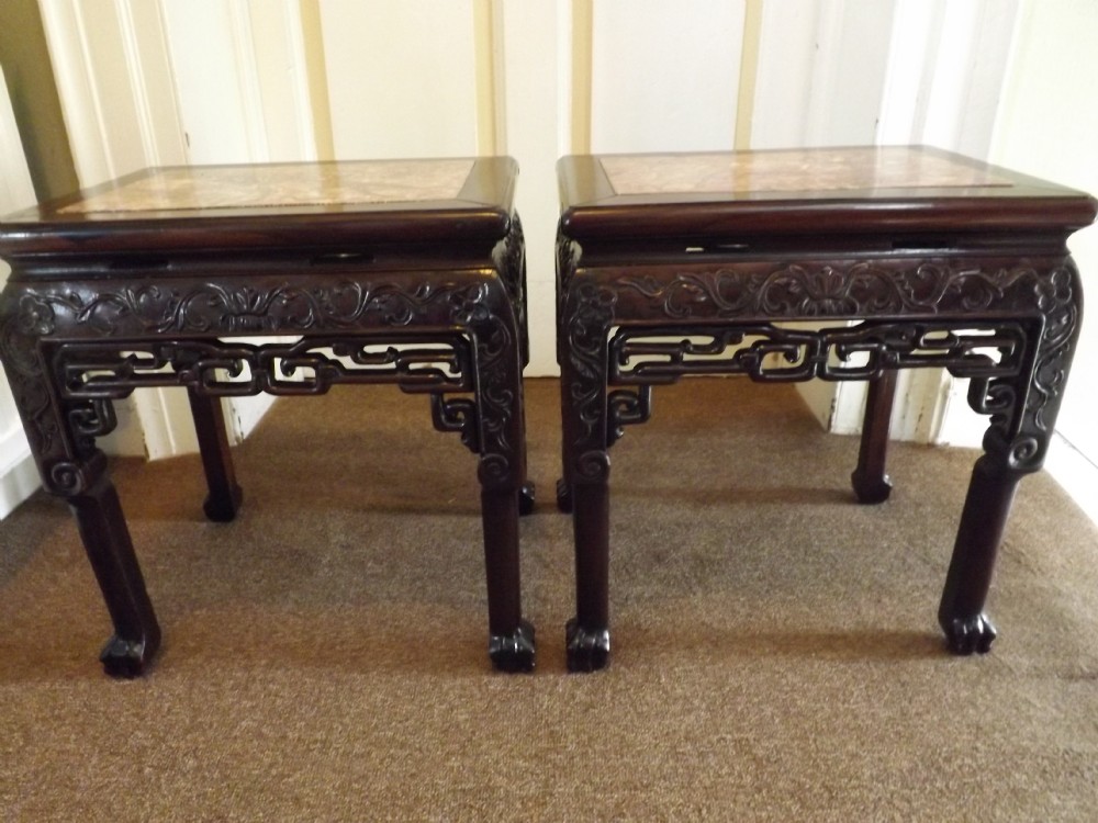 pair late c19thearly c20th chinese hardwood stands