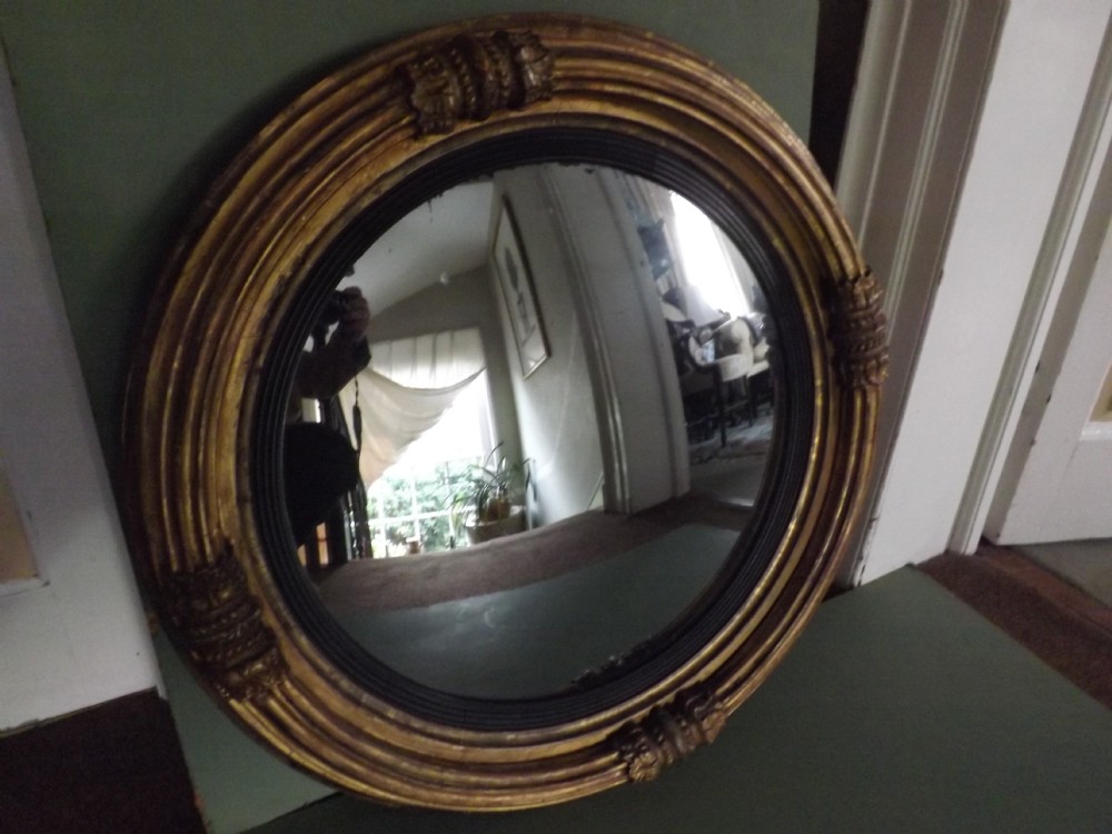 c19th regency period giltwood framed convex mirror