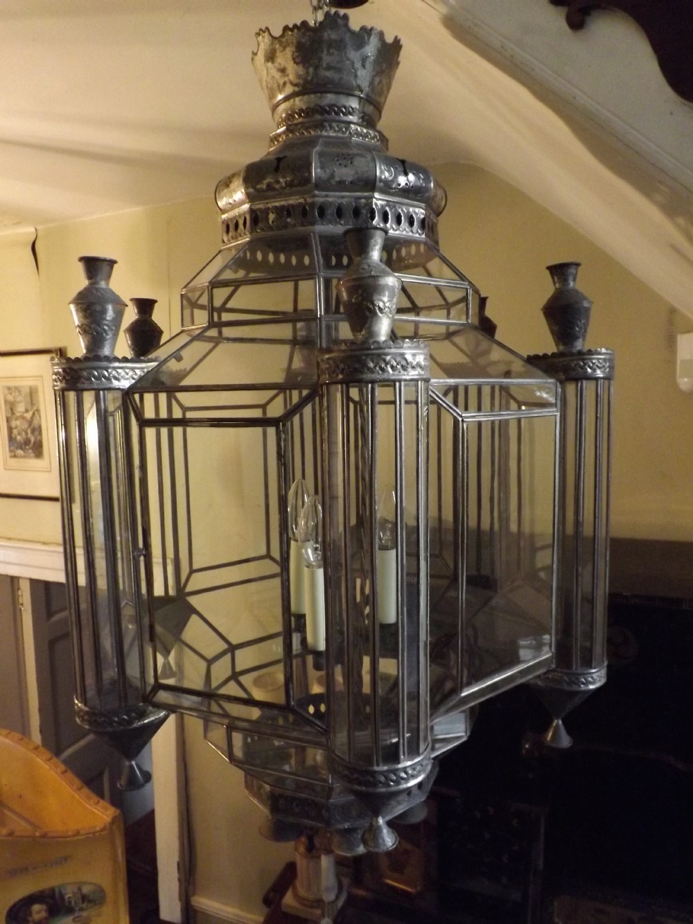 large late c19thearly c20th moorishdesign silveredbrass hall lantern