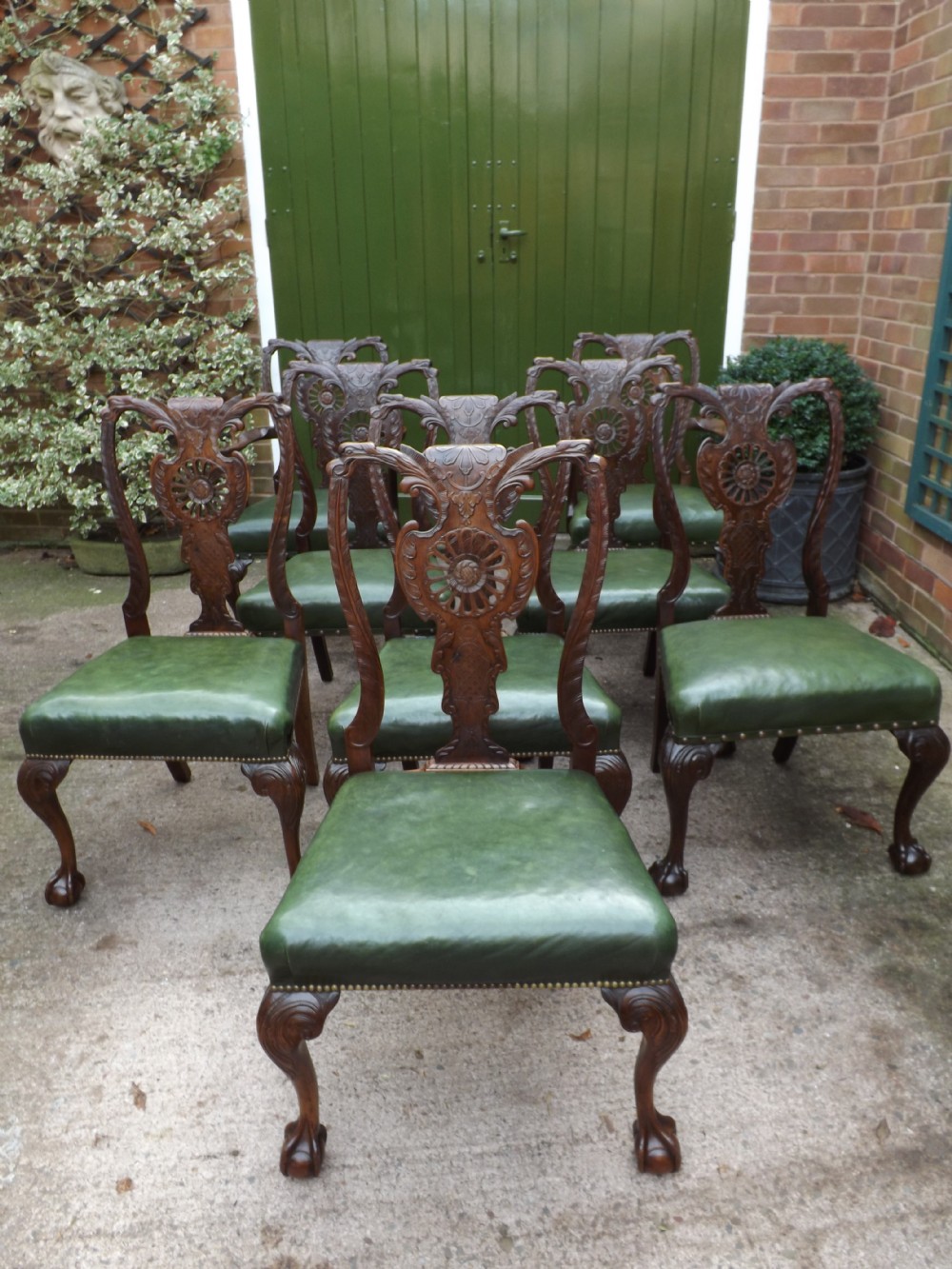 magnificent set of 8 c19th 'irish chippendale' style mahogany dining chairs