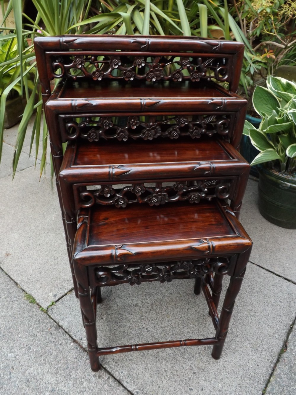 late c19th graduated 'nest' or quartetto of chinese hardwood tables