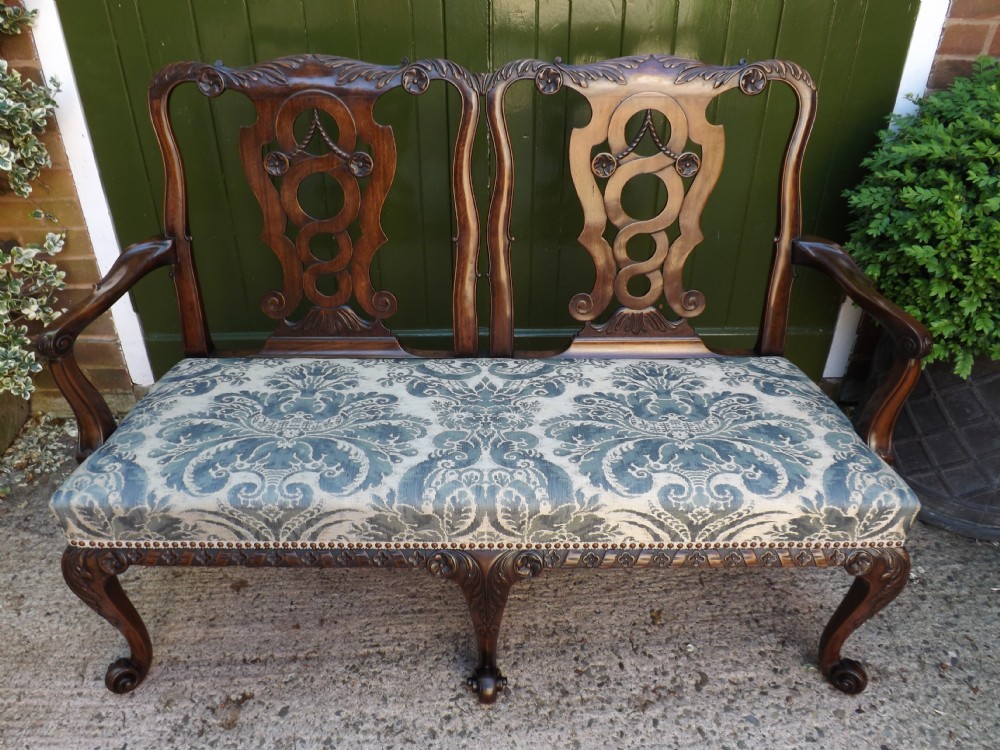 early c20th george ii period style mahogany double chairback settee