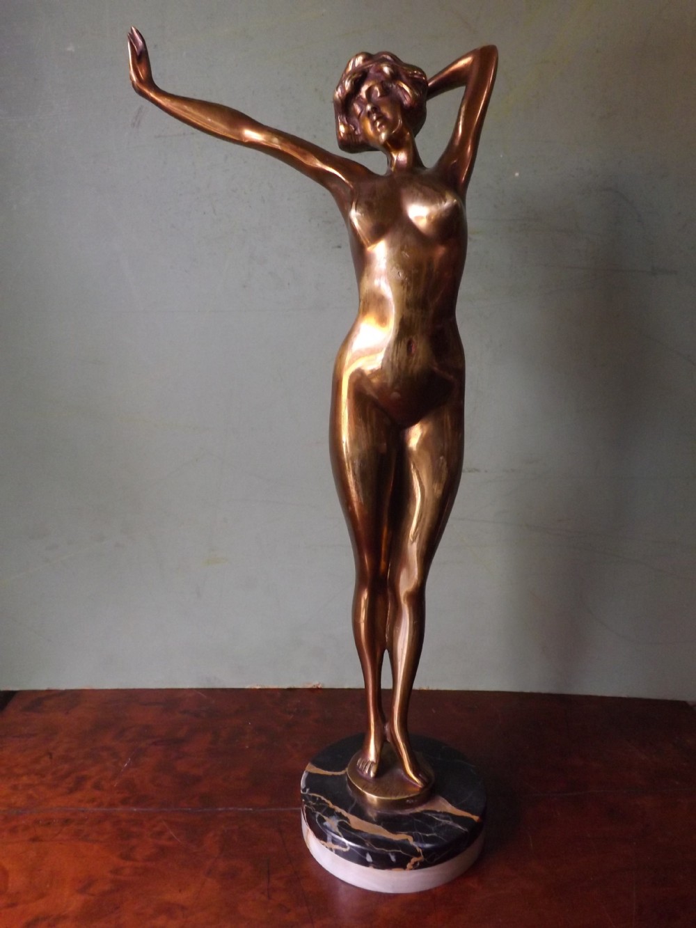 early c20th art deco period giltbronze female nude figurine by paul philippe