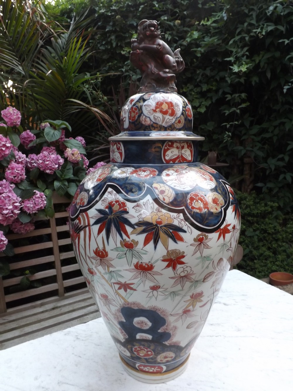 early c19th japanese imari porcelain vase and cover of huge scale