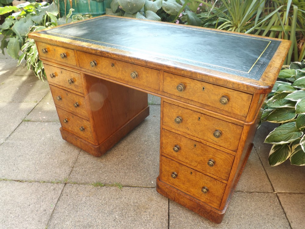 rare mid c19th pollard oak pedestal desk