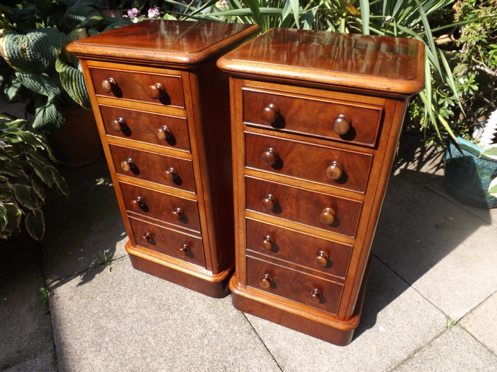 pair of c19th victorian period bedside chestsofdrawers