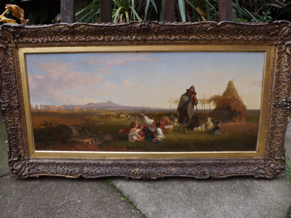 c19th oiloncanvas painting of italian landscape scene by penry williams