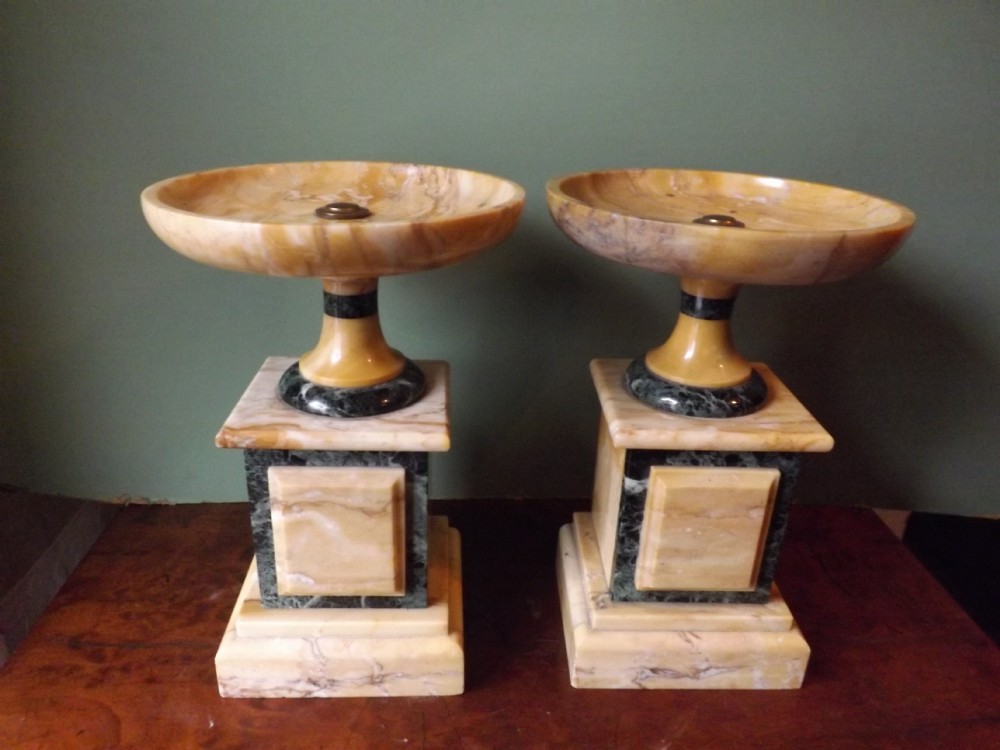 pair of late c19thearly c20th italian marble tazzas