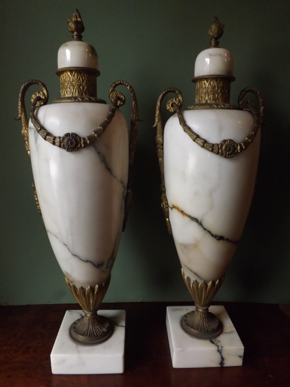 pair of late c19th early c20th french ormolumounted marble urns
