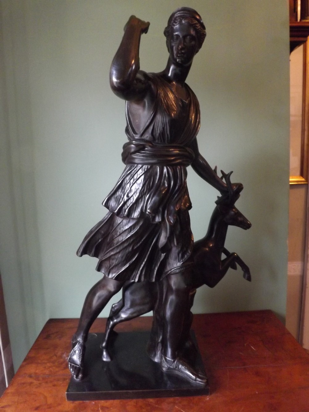 c19th french bronze 'grand tour' souvenir bronze sculpture after the antique of diana chasseresse diana the huntress by ferdinand barbedienne foundry