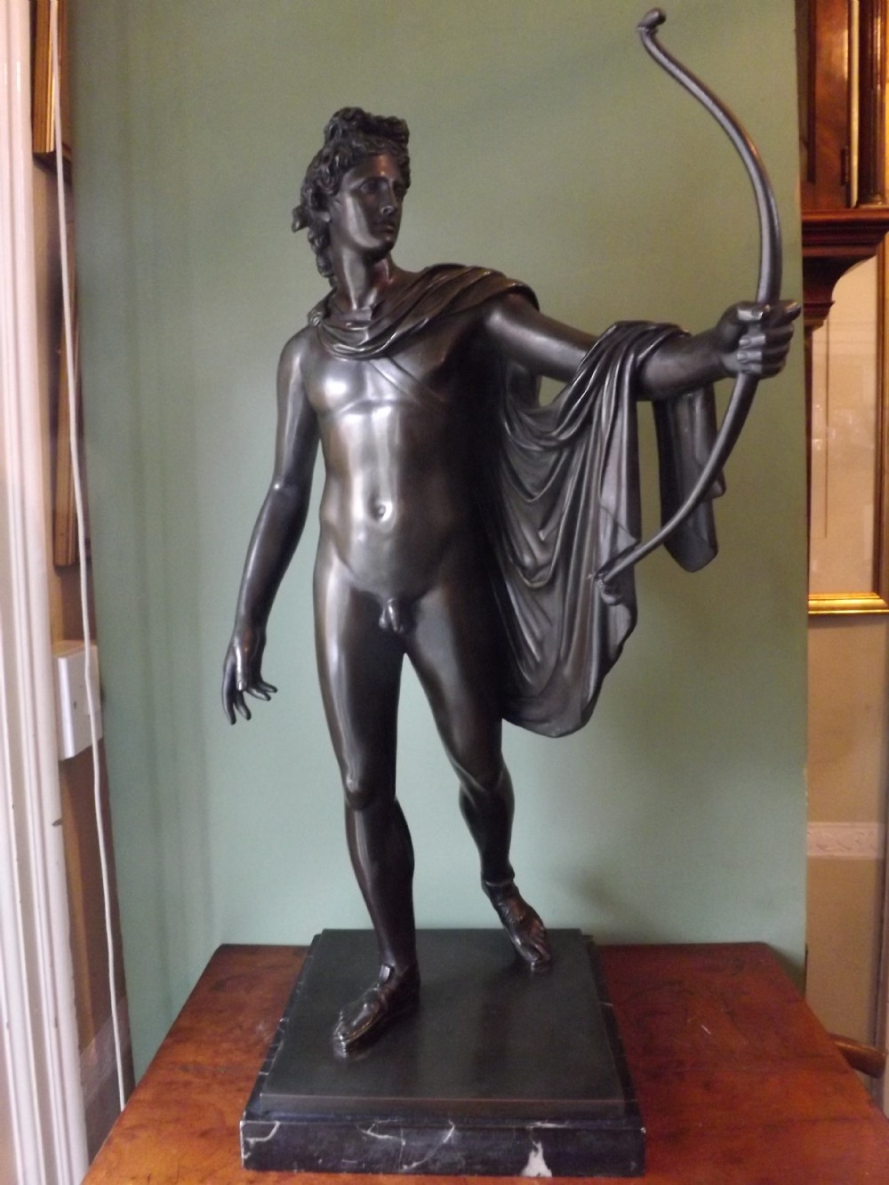 c19th 'grand tour' souvenir bronze sculpture after the antique apollo belvedere