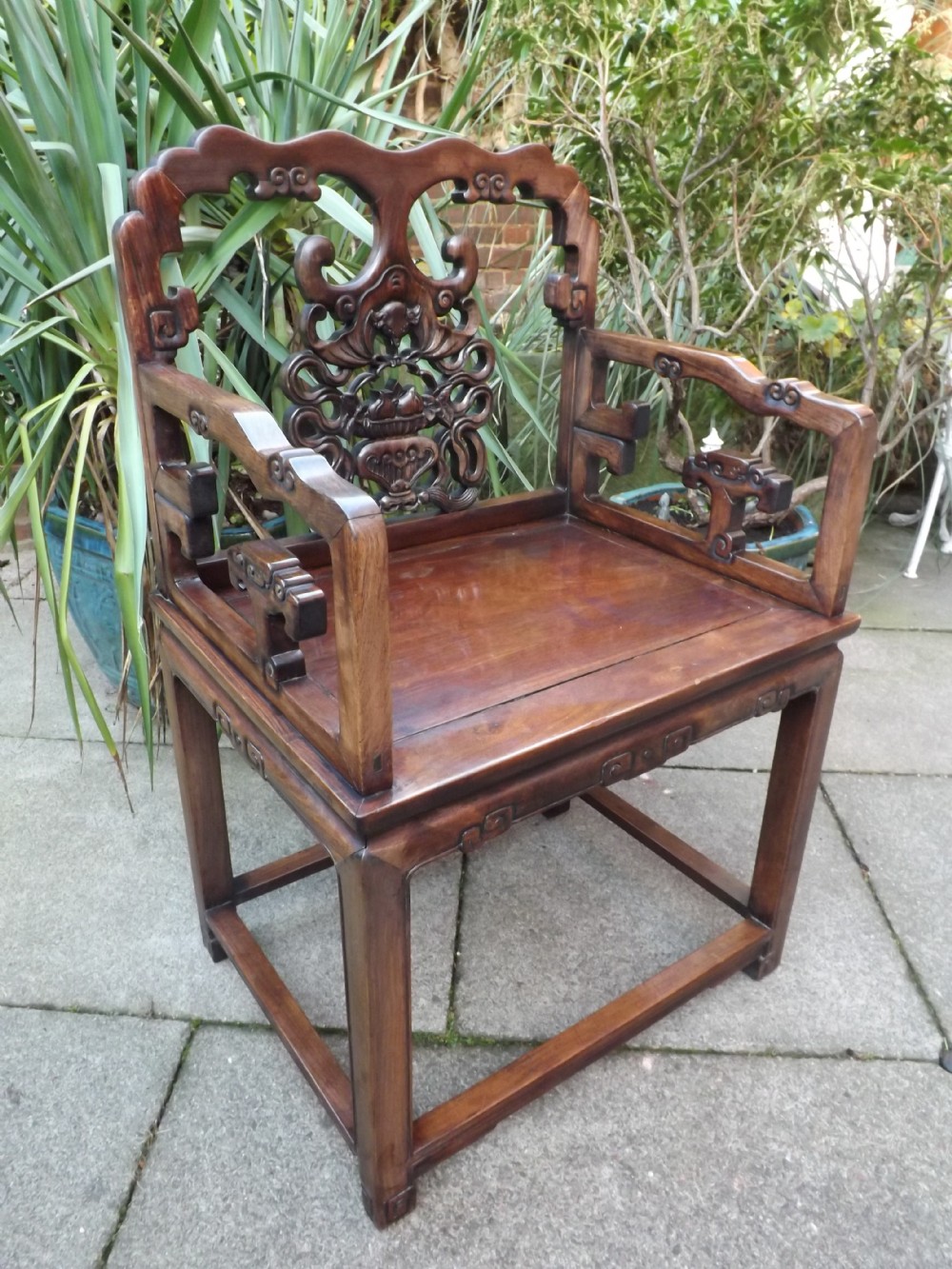 late c19th chinese qing dynasty carved hardwood armchair