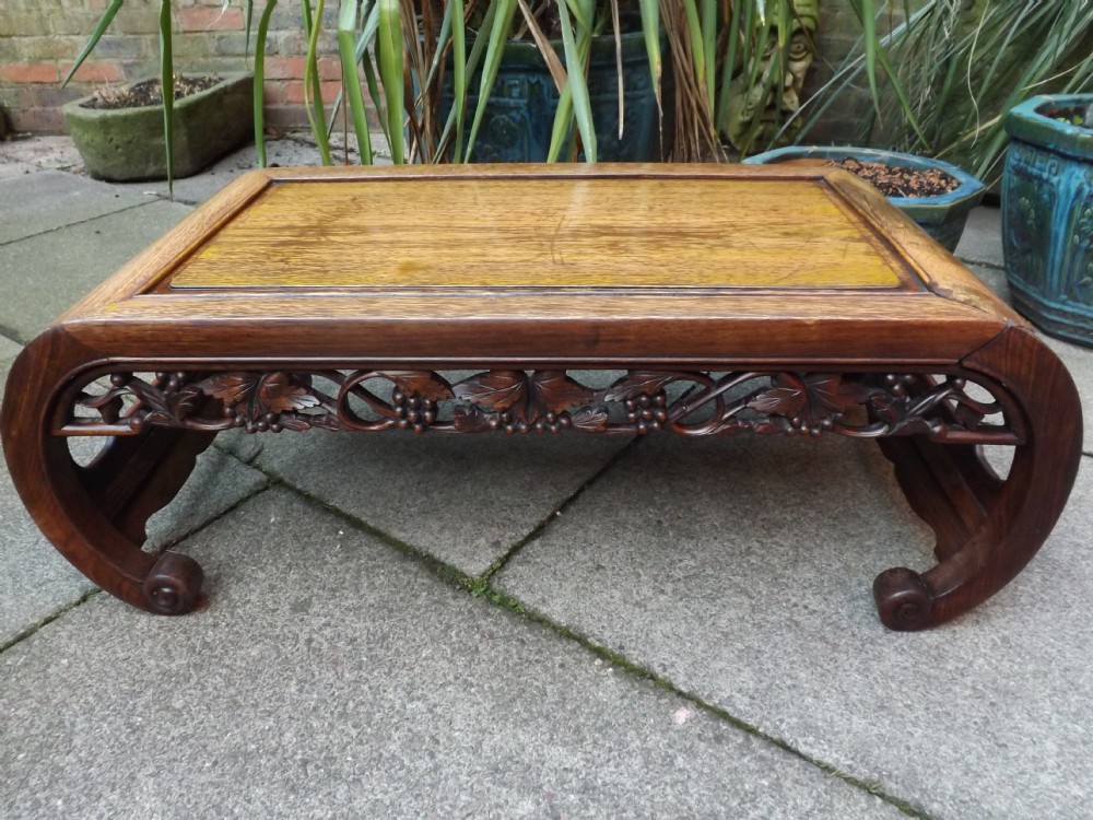 late c19th chinese qing dynasty carved hardwood scrollended 'kang''opium' table