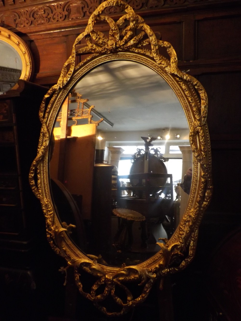 late c19th french giltwood and gessoframed oval mirror of good large scale