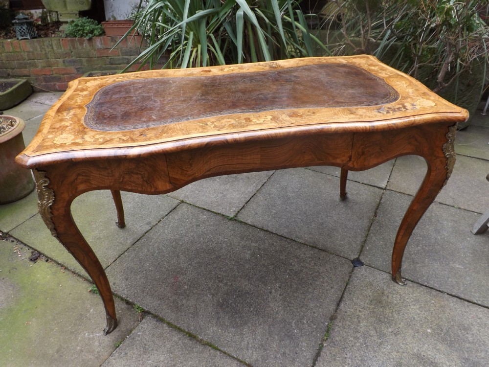 c19th walnut and floral marquetry 'bureauplat' or writing table