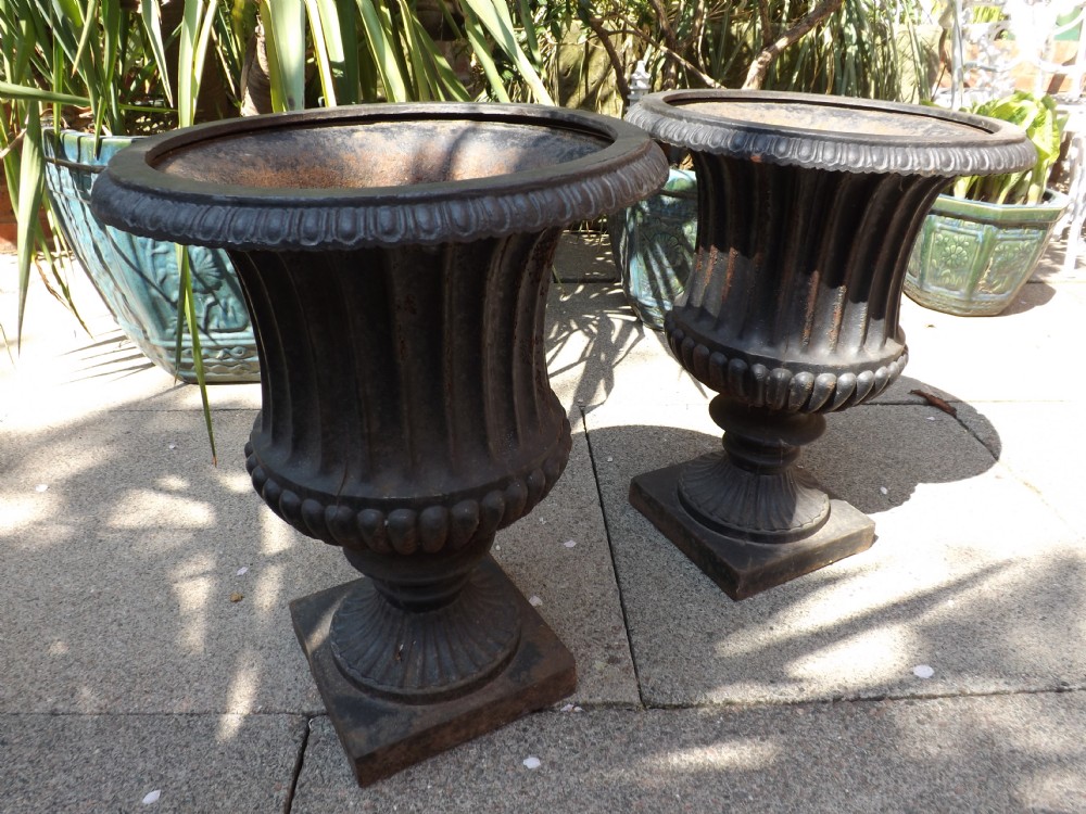 pair of mid c19th english castiron garden or terrace vases