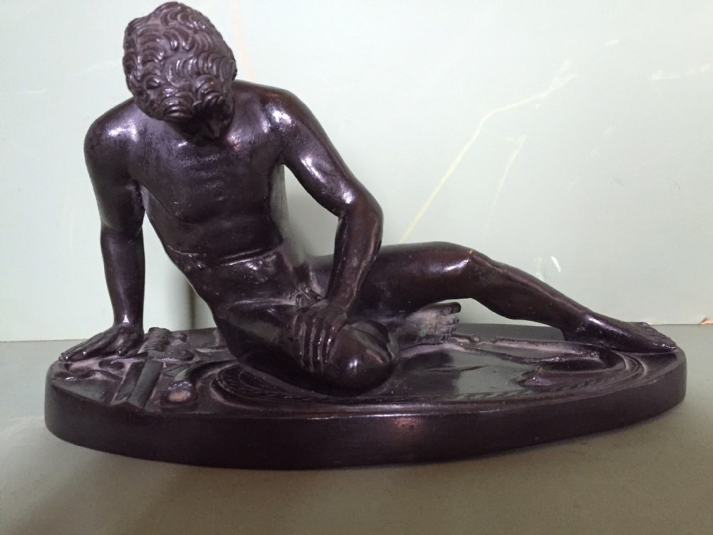 late c19th 'grand tour' souvenir bronze reduction after the antique of the dying gaul