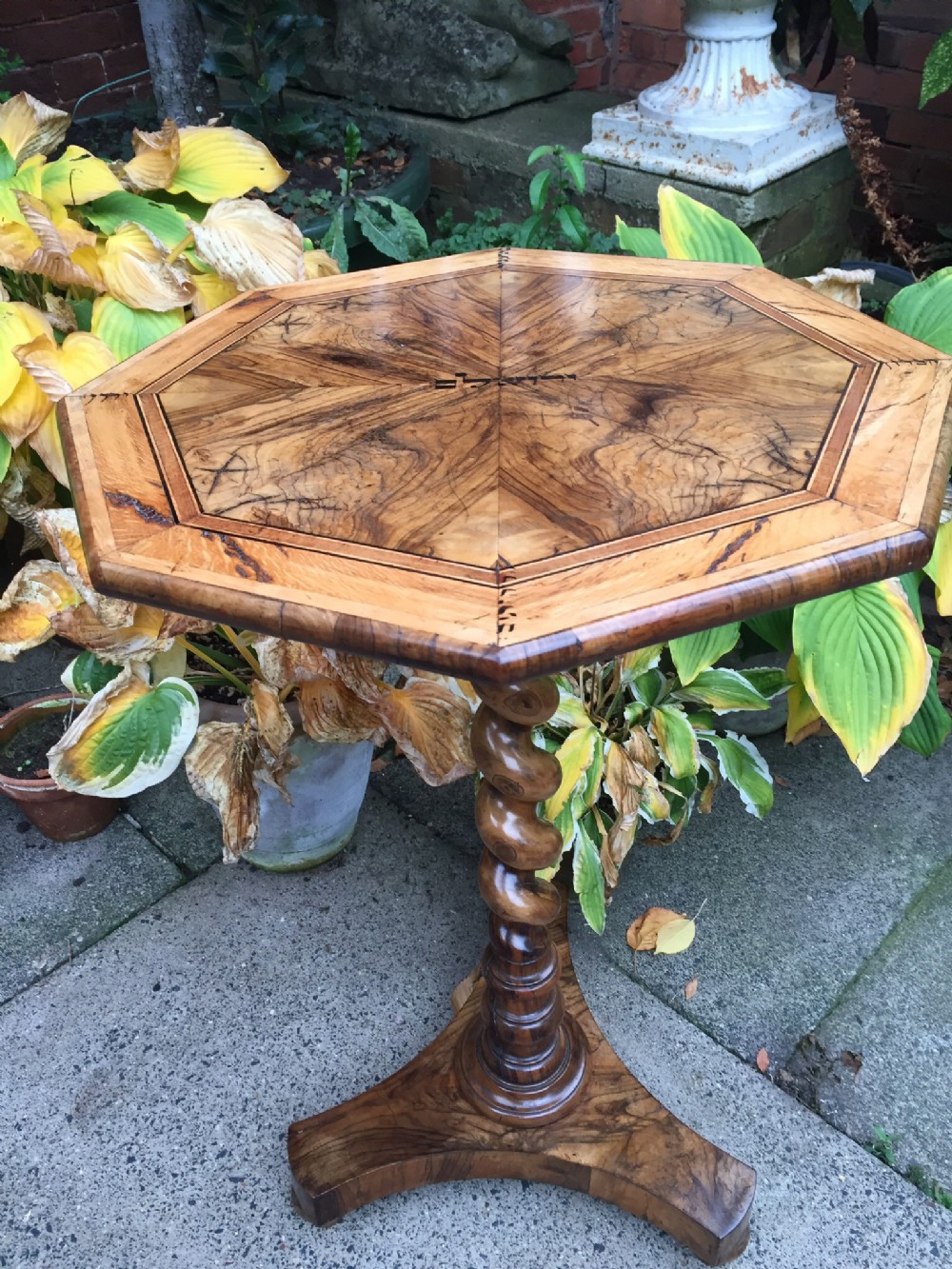 rare c19th olivewood pedestal table from the holy land with hebrew ink inscriptions