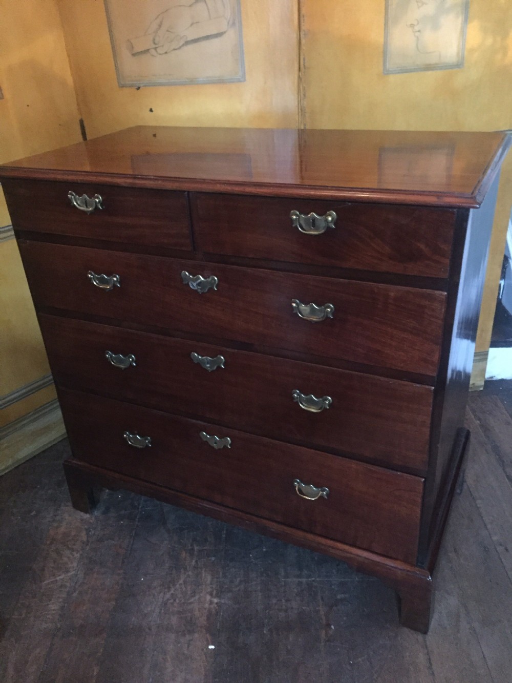 mid c18th george ii period 'red walnut' chest of drawers