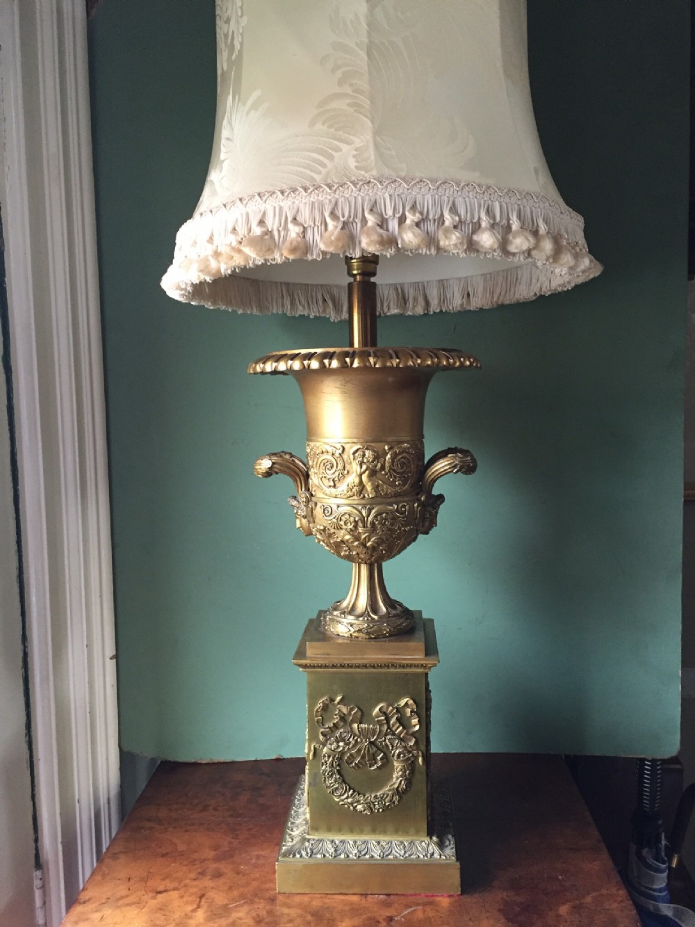 late c19th gilded ormolubronze empire style table lamp