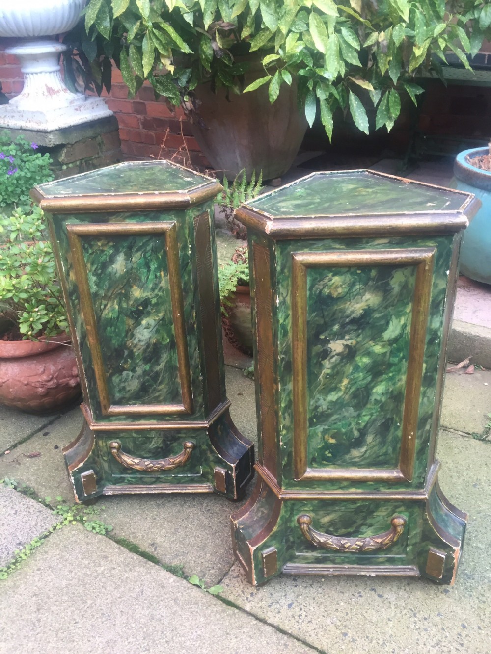 pair of late c19th early c20th italian venetianstyle 'faux' marble stands