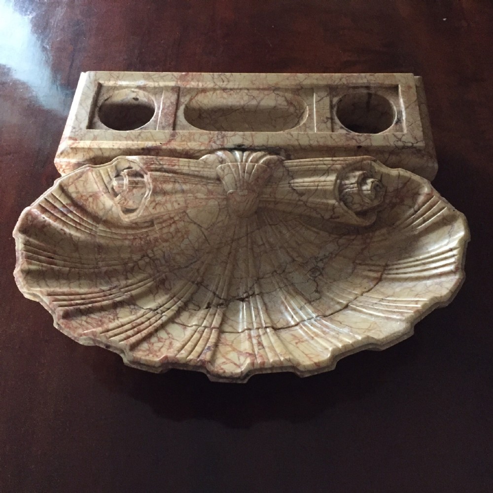 fine late c19th carved marble 'grand tour' souvenir inkstand probably maltese by darmanin