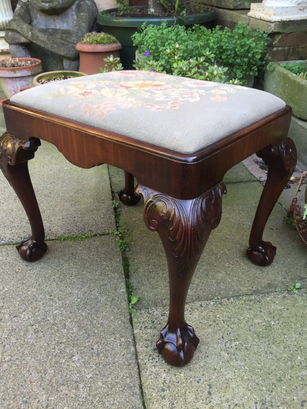 late c19thearly c20th carved mahogany stool in mid c18th georgian period style