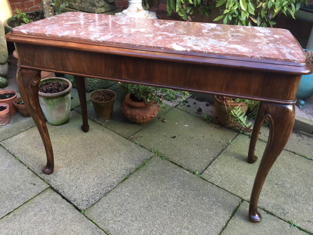 late c19th walnut console table with marble top in the early georgian period revival style