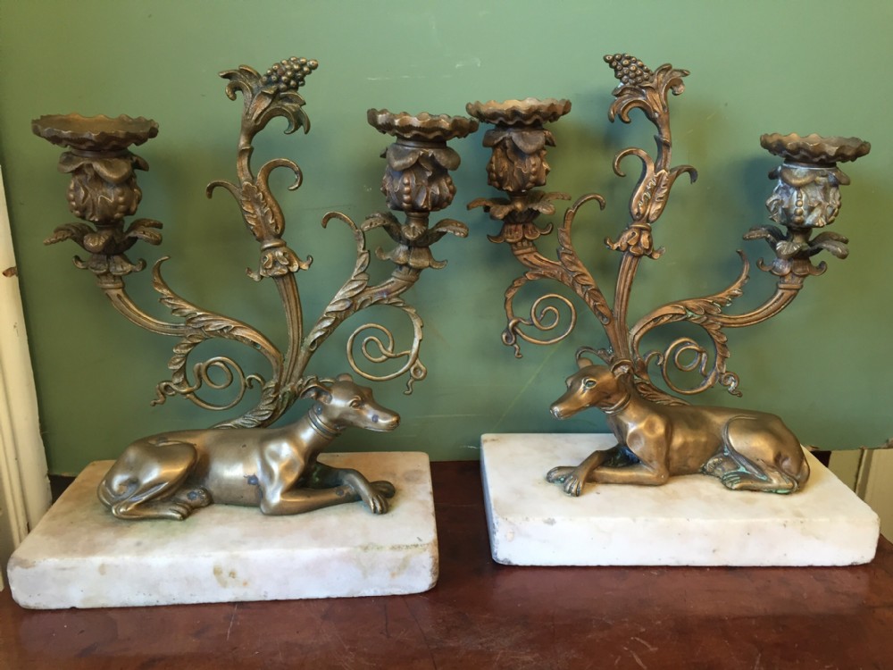 pair of early c19th regency period gilded bronze candelabra
