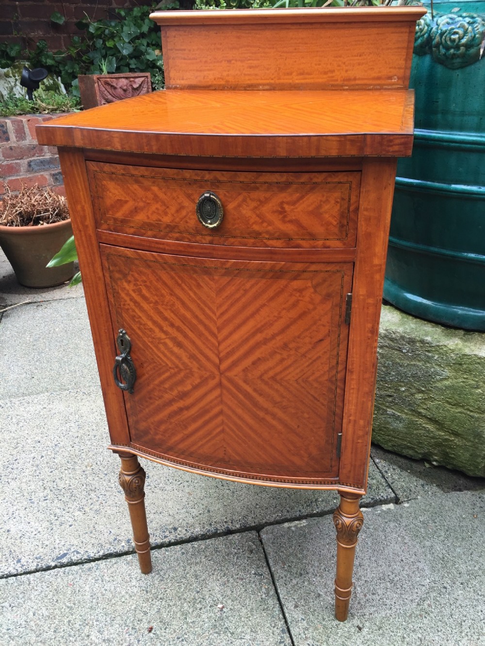 fine quality late c19th early c20th edwardian period satinwood bedside cupboard