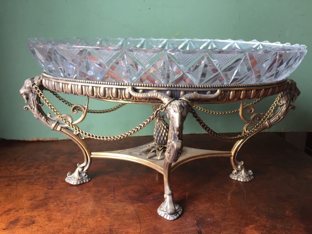 late c19th neoclassical design cutglass and giltbrass table centrepiece