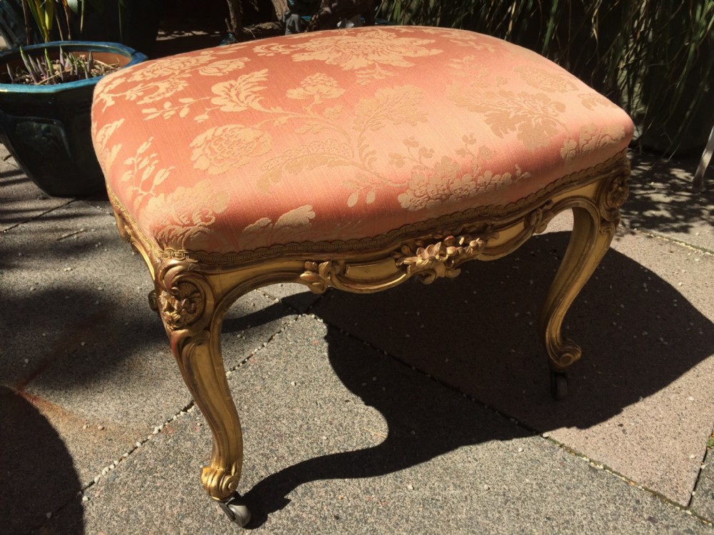 c19th french carved giltwood stool