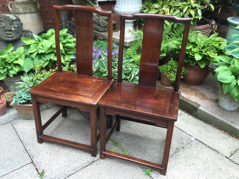 'matched' pairof mid c19th chinese qing dynasty hardwood sidehall chairs