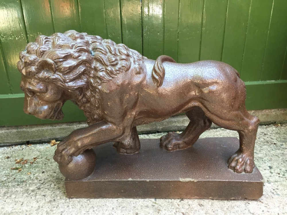 large late c19thearly c2oth french stoneware saltglaze sculpture of the medici lion