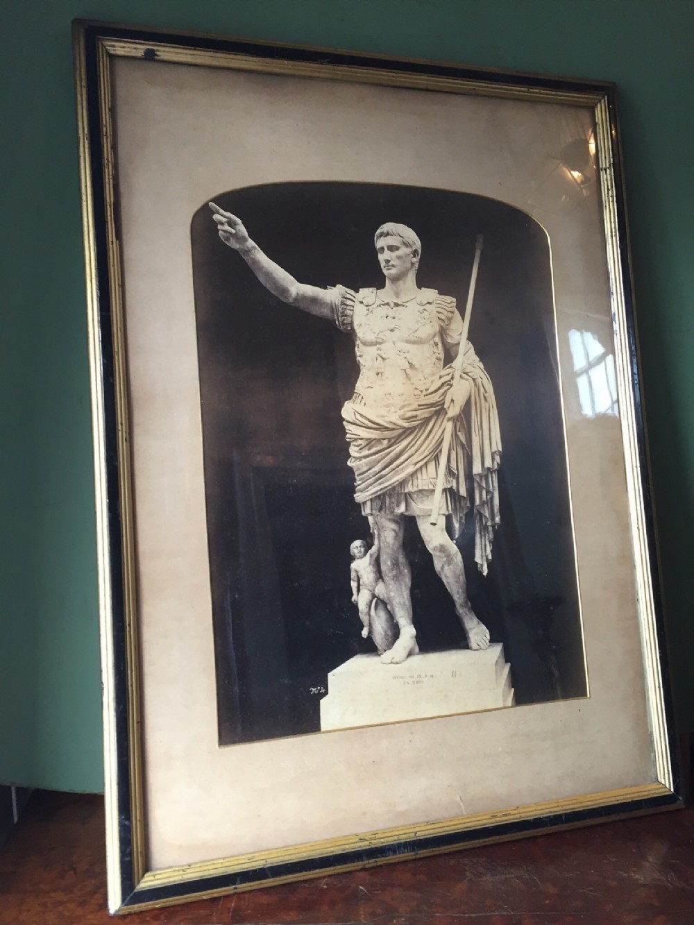 early c20th framed black and white photograph of 'grand tour' interest augustus caesar prima porta