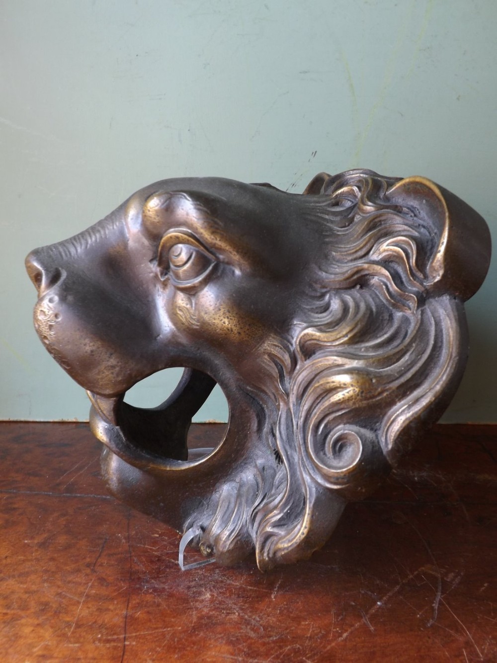 late c19th french or italian bronze lionmask wallmount