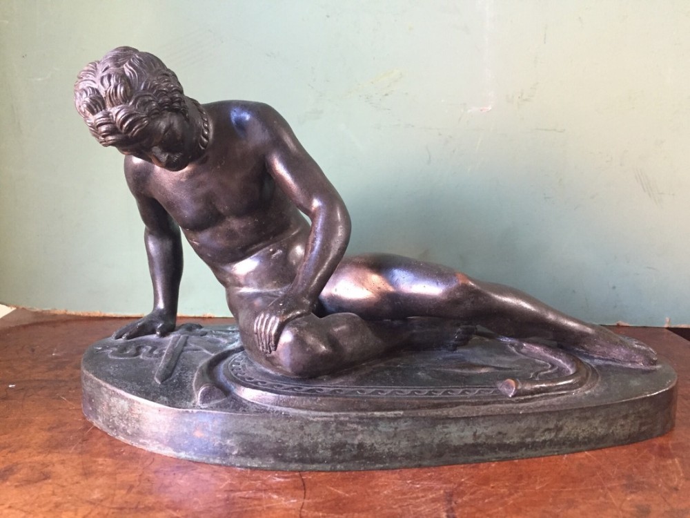 late c19th italian bronze 'grand tour' souvenir reduction after the antique of the dying gaul