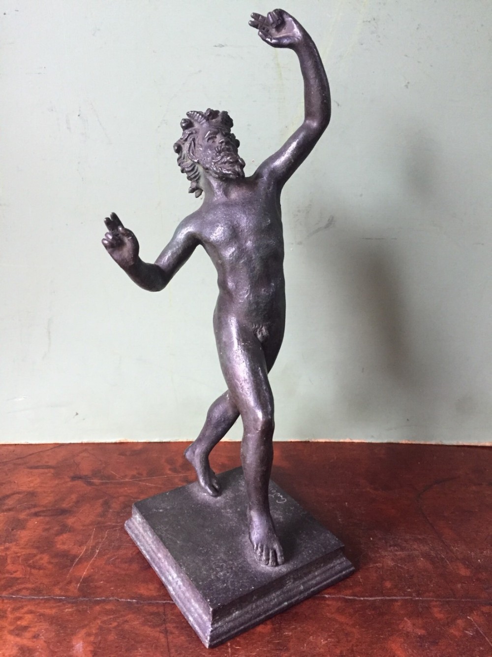 late c19th italian 'grand tour' souvenir bronze sculpture reduction of the dancing faun of pompeii