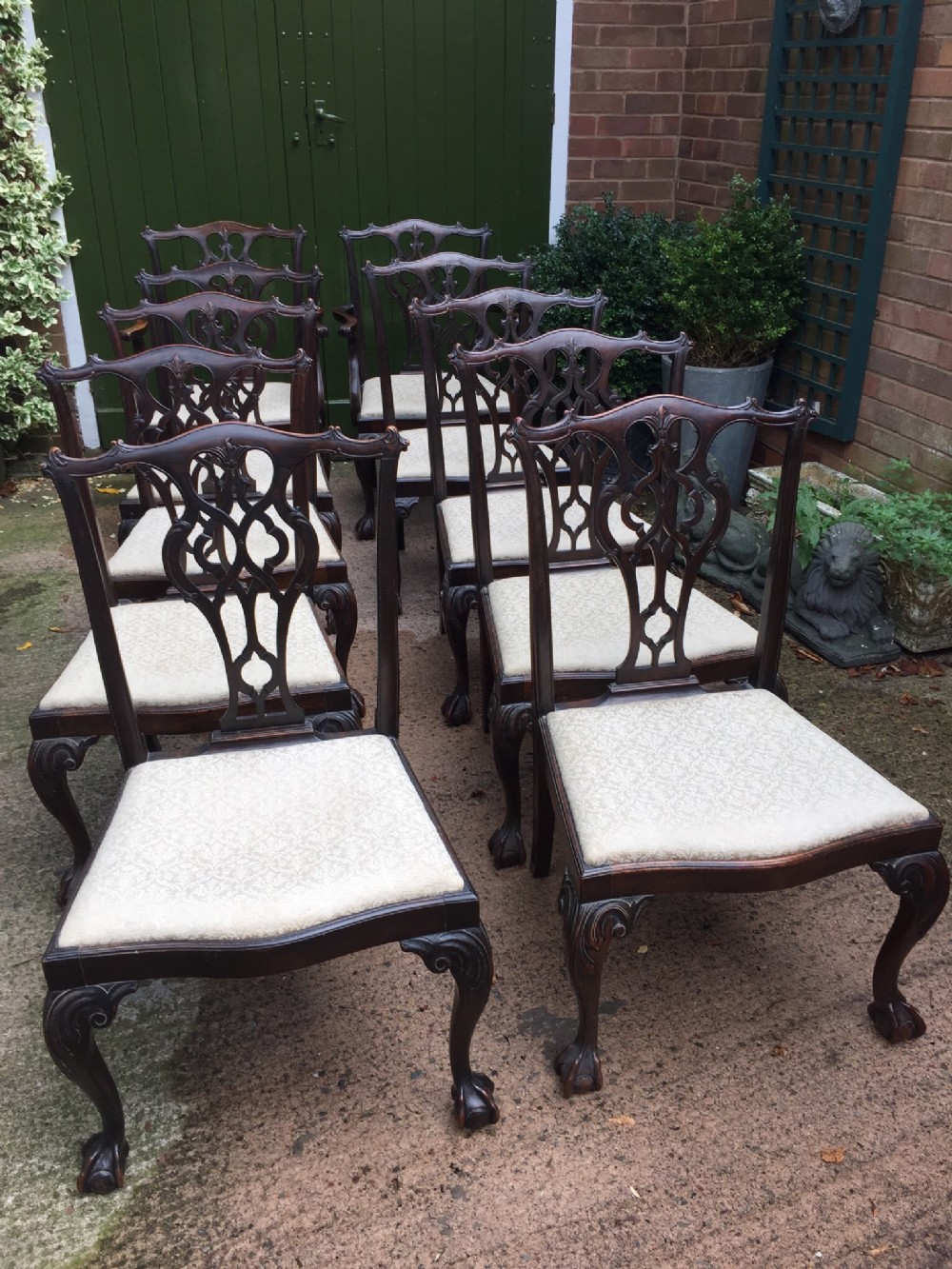 set of 10 midc19th carved mahogany dining chairs in the chippendale style