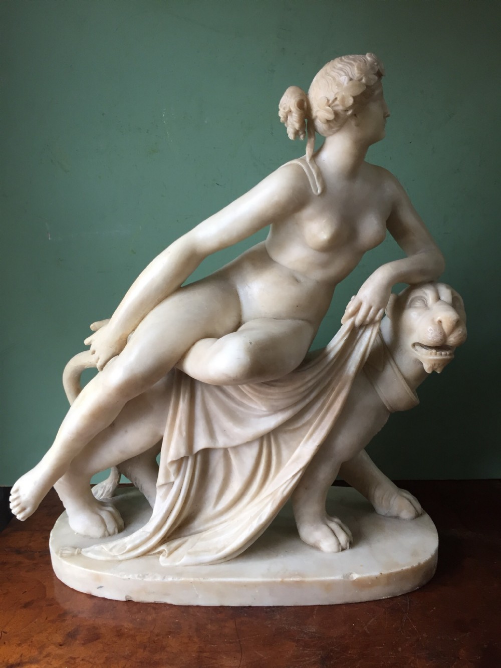 c19th italian carved alabaster sculpture ariadne on the panther after heinrich dannecker